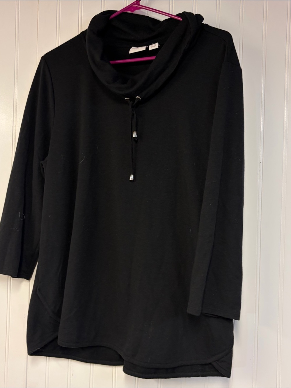 Chico’s Black Cowl Neck Pullover Shirt XL Size 3